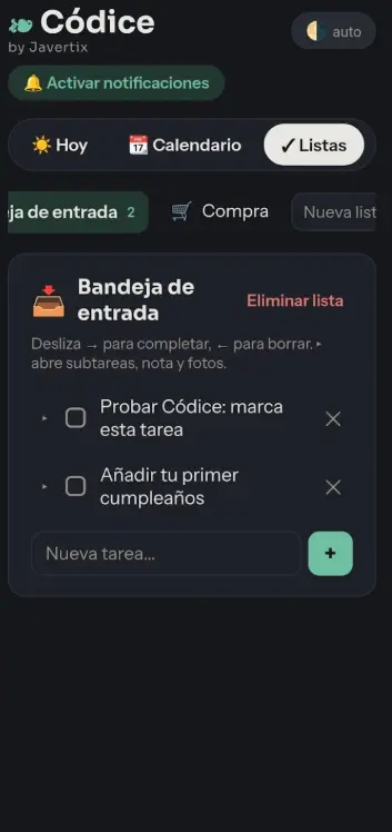 Códice app Android: tareas con prioridad
