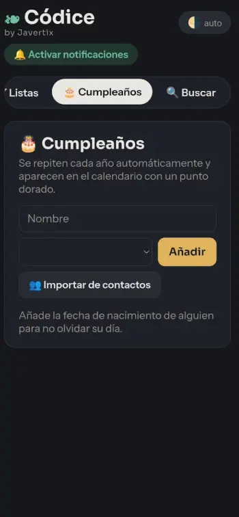Códice app Android: notas y etiquetas